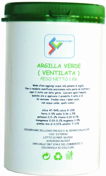 Argilla verde 1 kg polvere pura e ventilata