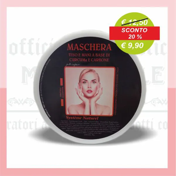 Maschera viso e mani curcuma e carbone- 30 g