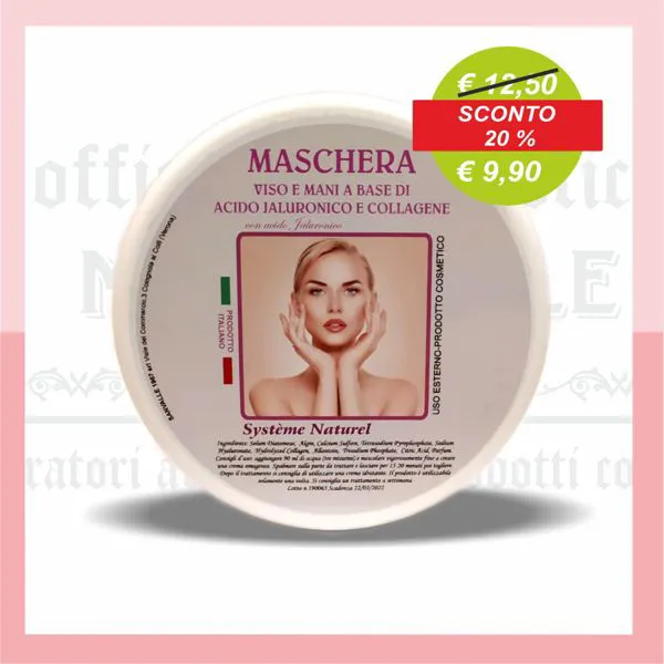 Maschera viso e mani acido jaluronico e collagene - 30 g